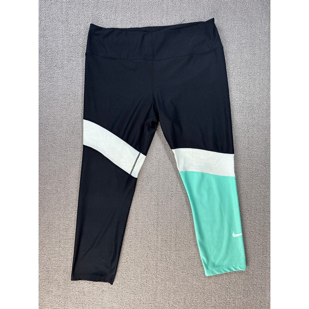 Nike Dri Fit Leggings‎ Womens XL Crop Mesh Colorblock Running Workout Gym Active
